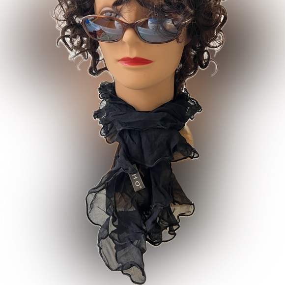 3️⃣🧣Lot of 3 Silk Scarves by ECHO | Oblong | Solid Black/Black Floral/Pastel - Picture 12 of 17